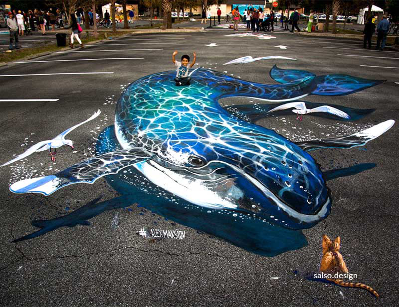 the whale 3d painting by alex maksiov
