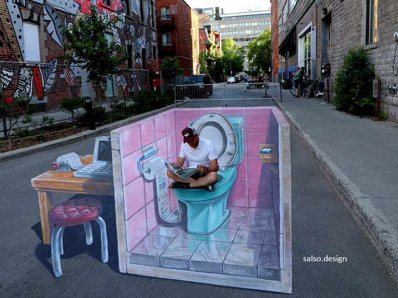toilet 3d painting by leon keer