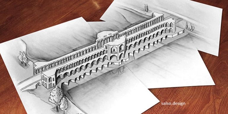 Khaju bridge 3d painting by saleh sokhandan