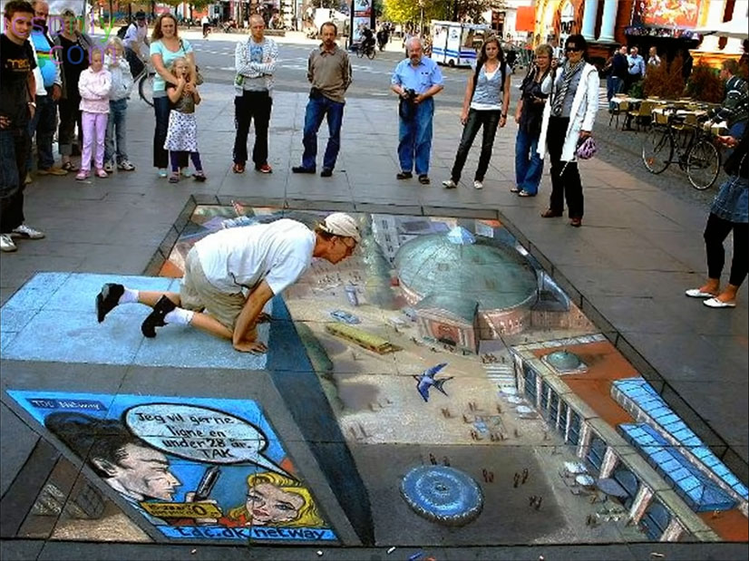 3D street painting with chalks