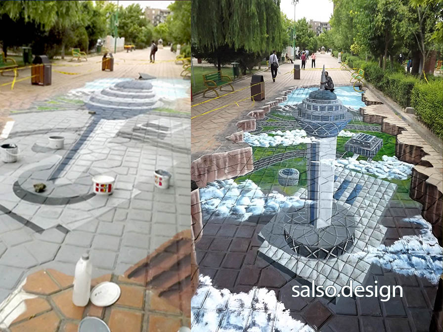3D street painting milad tower