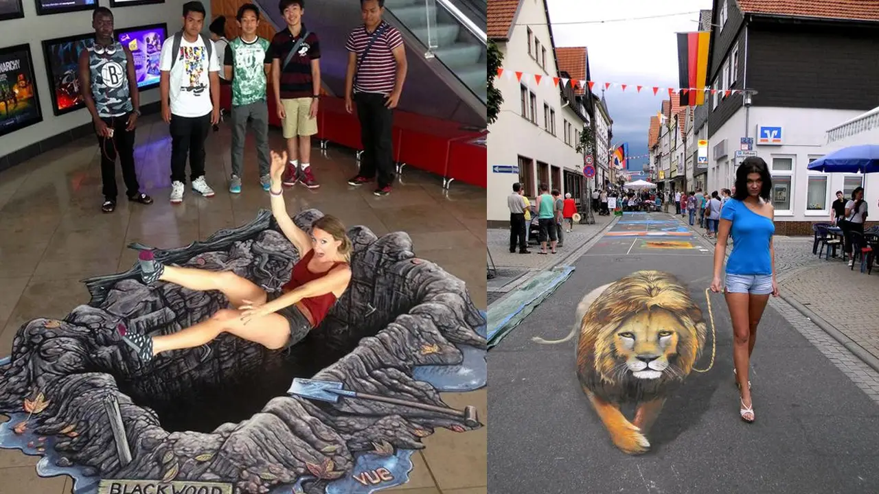 3D Street Art Installations with Chalk
