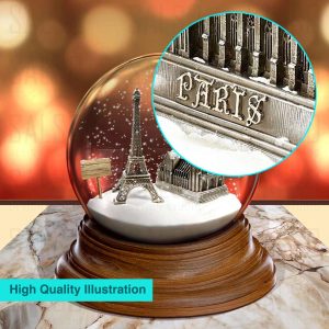 huge snow globe and mini paris inside it 3D wall and floor sticker
