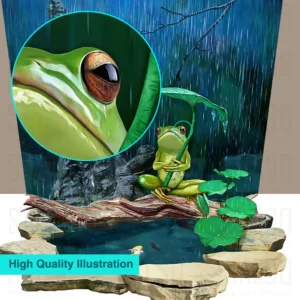 A Frog in Rainy Forest 3D mural on wall and floor