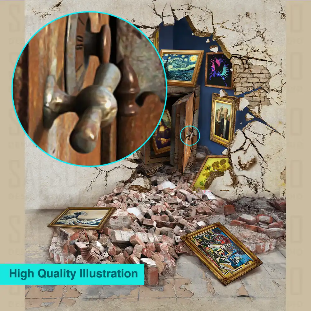 Wrecking ball and art gallery 3D mural - Image 4