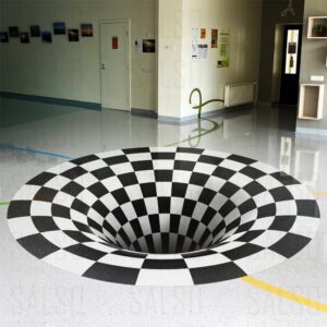 Black and White illusion hole 3D floor sticker design