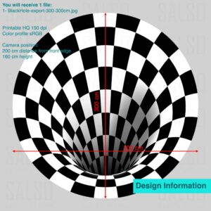 Black and White illusion hole 3D floor sticker design