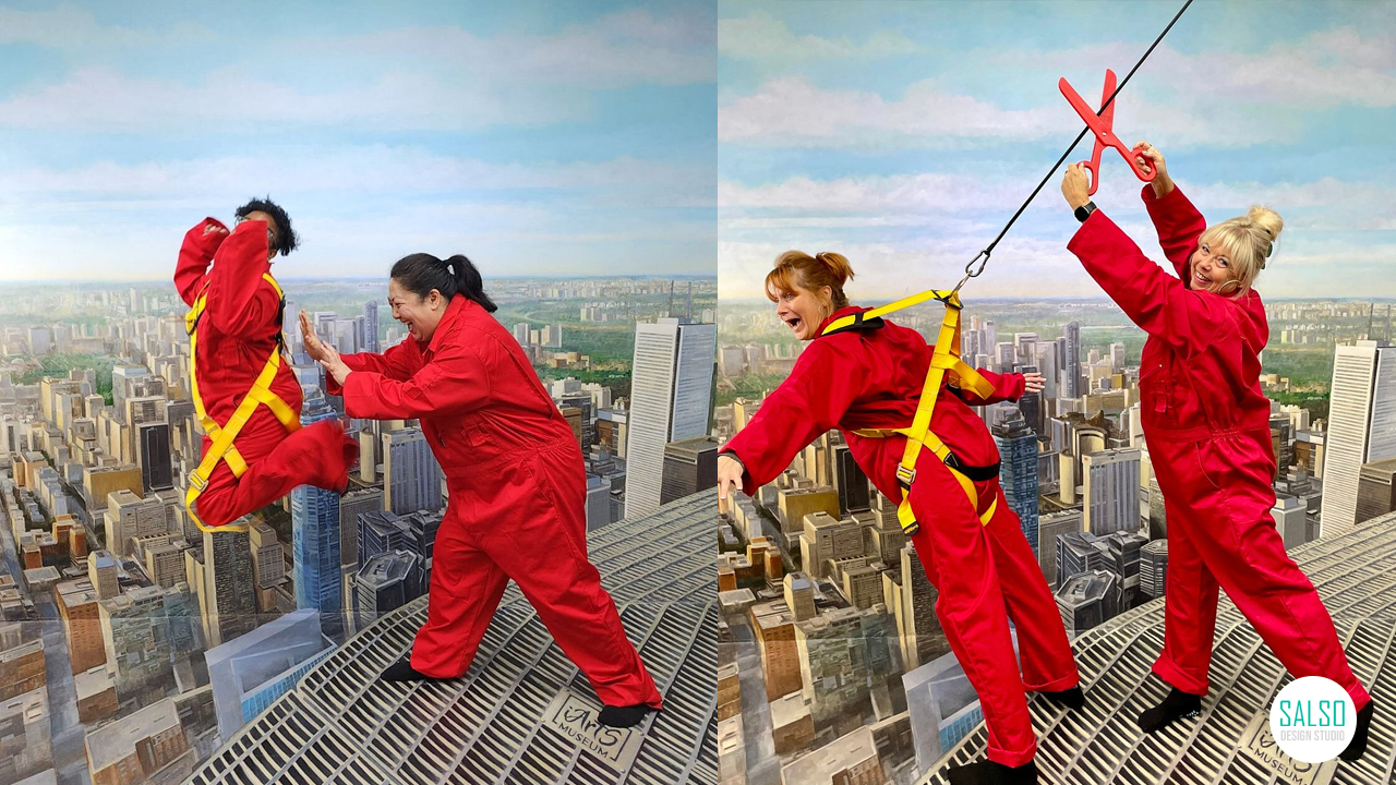 "Eye-catching 3D floor decal for commercial spaces"