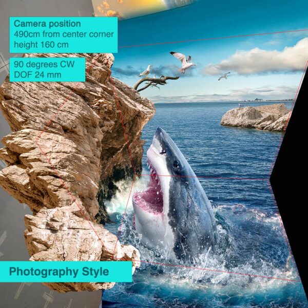 shark attack in valley 3d camera view