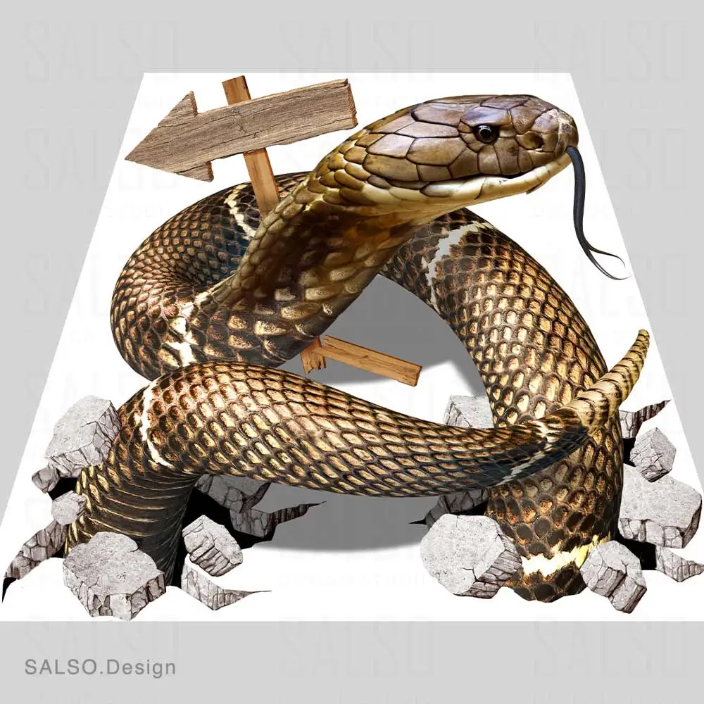 snake comes out of ground 3d floor sticker