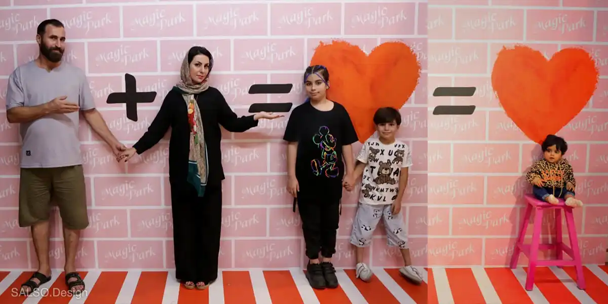 This interactive wall poster with a textured design makes every selfie bright, playful, and unforgettable.