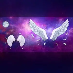 Angel wings in the galaxies – 3D interactive background wall poster