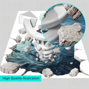 Big arrows comes out of ground crack from ocean 3D floor sticker