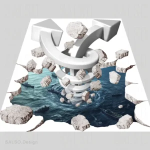 big arrow from sea 3d floor sticker