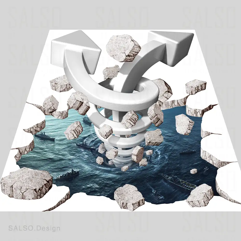 big arrow from sea 3d floor sticker