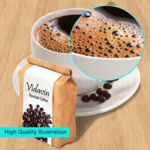 Cup of coffee beside a coffee bag 3D floor sticker [customizable logo]