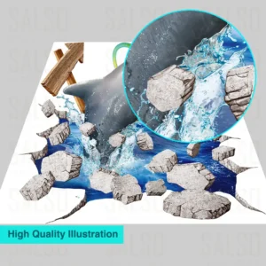 A dolphin jumps into the ring from a hole on the floor – 3D floor sticker