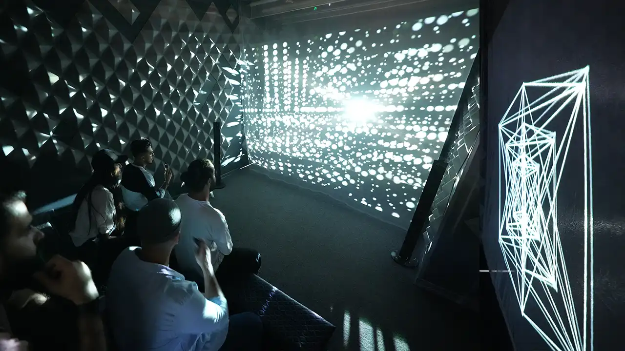 3D Projection Mapping lighting up Galaxy Park. where architecture meets imagination