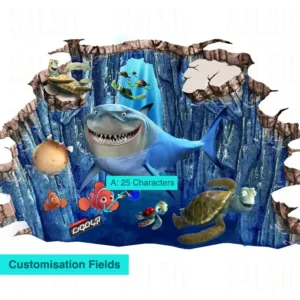 Nemo and his friends, shark and turtles in a ocean cave 3D floor sticker