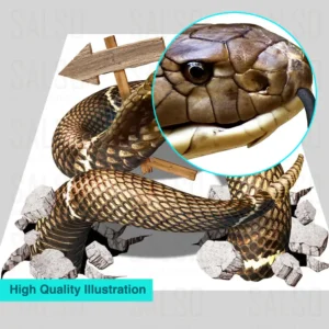 Boa snake cous out of ground crack 3D floor sticker [customizable text]