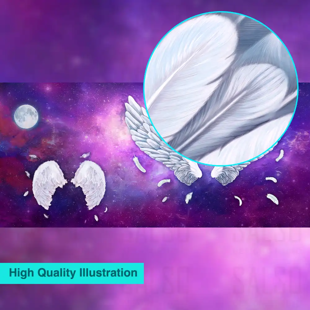 Angel wings in the galaxies – 3D interactive background wall poster