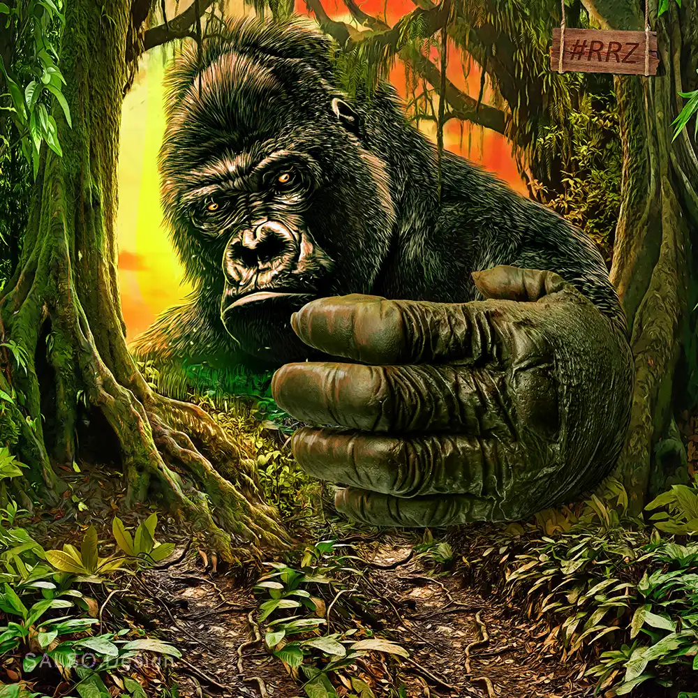 3D Giant Gorilla Mural Wallpaper: A Wild Jungle Photoshoot - SALSO Design Studio Gorilla 3D mural sticker website gallery watermark Gorilla-3D-mural-sticker-website-gallery-watermark SALSO Design Studio