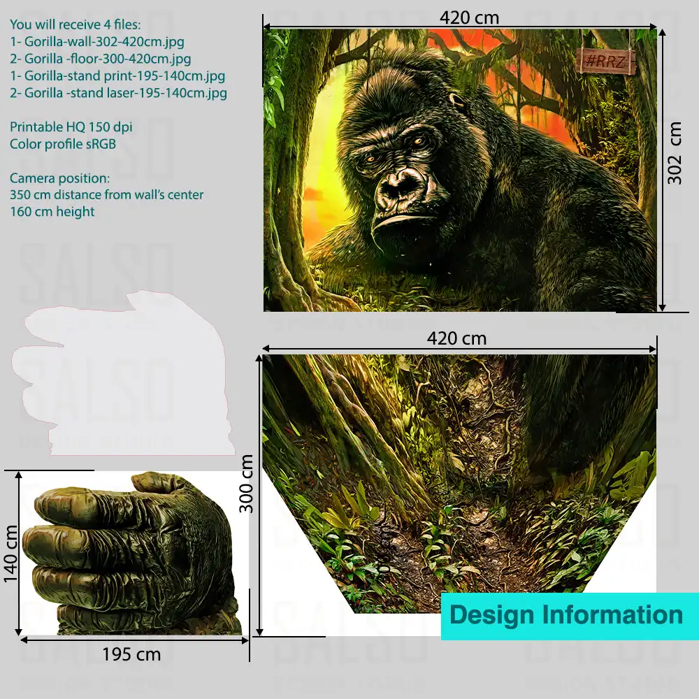 3D Giant Gorilla Mural Wallpaper: A Wild Jungle Photoshoot - SALSO Design Studio Gorilla 3D mural sticker wesite product variation Gorilla-3D-mural-sticker-wesite-product-variation SALSO Design Studio