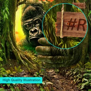 3D Giant Gorilla Mural Wallpaper: A Wild Jungle Photoshoot