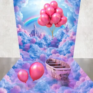 3D Balloon Mural: A Dreamy Backdrop above the cloudes for Stunning Photos