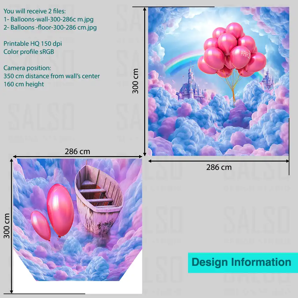 3D Balloon Mural: A Dreamy Backdrop above the cloudes for Stunning Photos - SALSO Design Studio balloons 3d mural sticker wesite product variation balloons-3d-mural-sticker-wesite-product-variation SALSO Design Studio