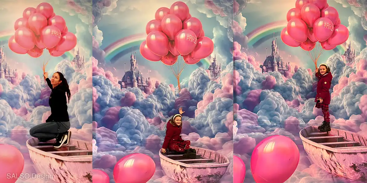 girl balloon mural