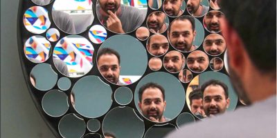 circlular mirror, artistic engagement installation
