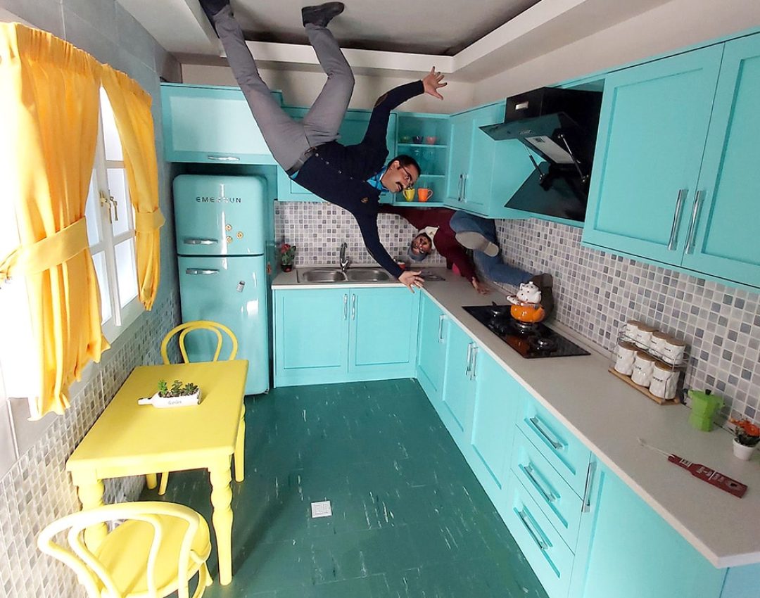upside down museum upside down kitchen art anamorphic art optical illusion